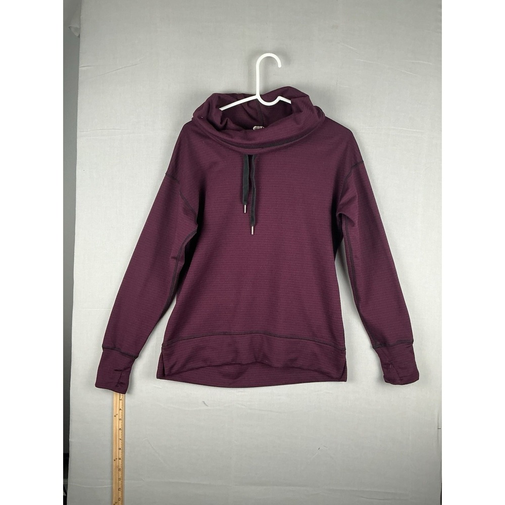 Cowl Neck Pullover Sweatshirt‎ Burgundy Womens Small Ribbed Drawstring